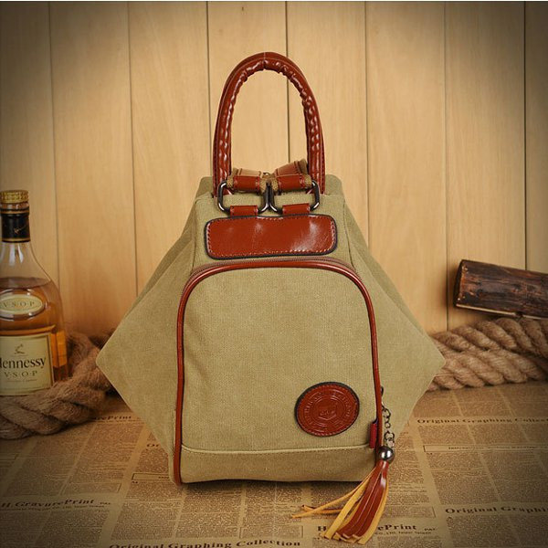 Women Canvas Tassel Diagonal Multi Functional Backpack