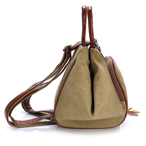 Women Canvas Tassel Diagonal Multi Functional Backpack