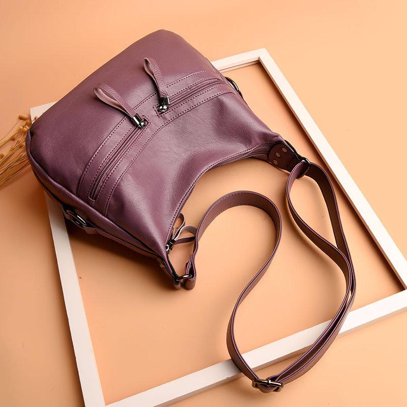 Women Soft Leather Solid Leisure Crossbody Bag Casual Shoulder Bag