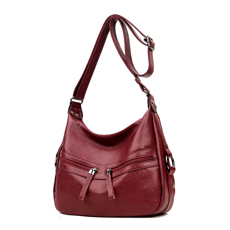 Women Soft Leather Solid Leisure Crossbody Bag Casual Shoulder Bag