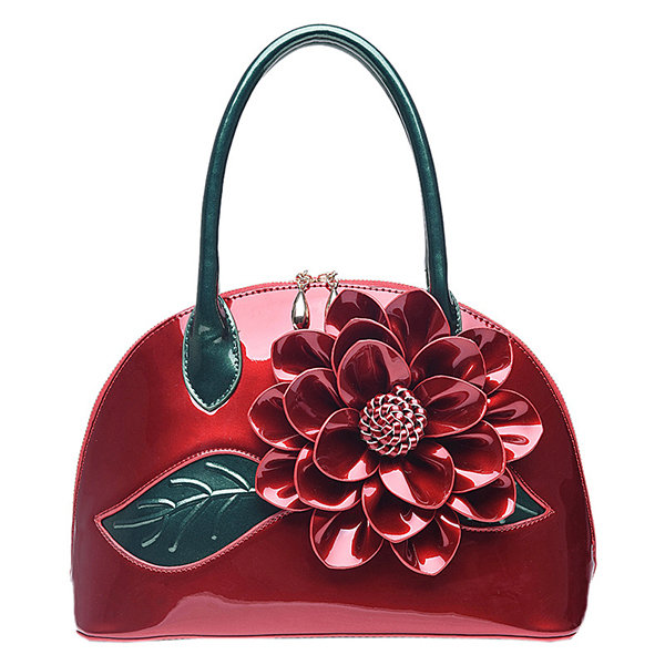 National Style Shell Bag Leather Rose Decoration Handbag For Women