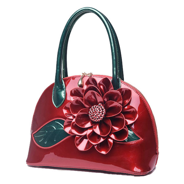 National Style Shell Bag Leather Rose Decoration Handbag For Women