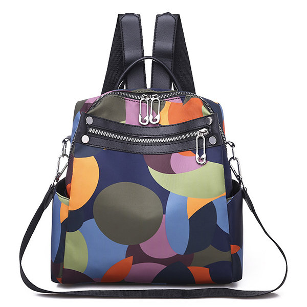 Women Waterproof Backpack Colorblock Shoulder Bag