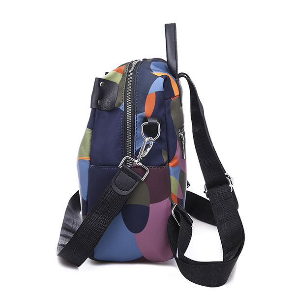 Women Waterproof Backpack Colorblock Shoulder Bag