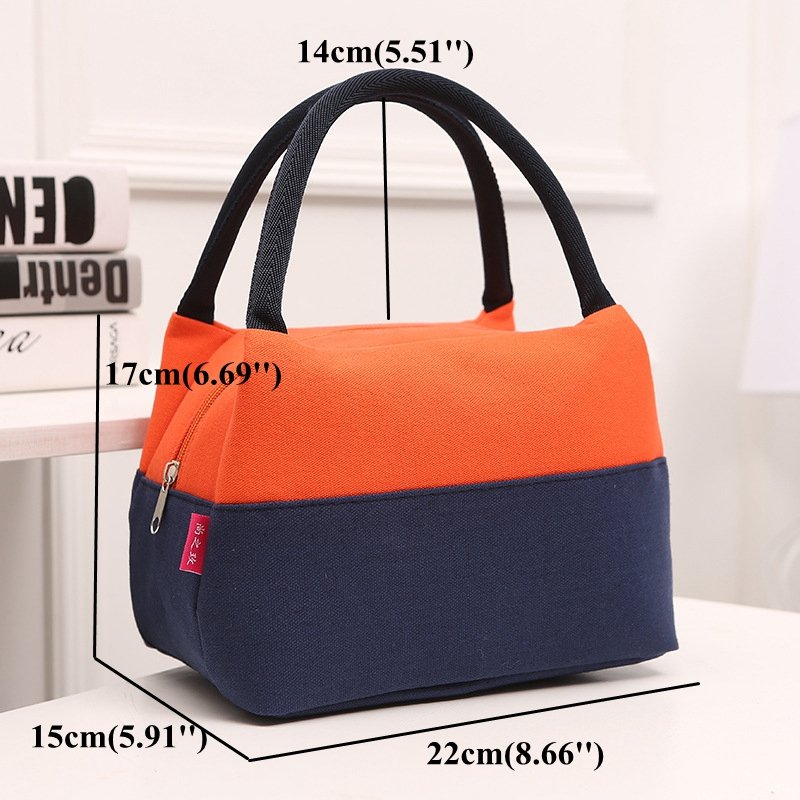 Canvas Casual Portable Lunch Bags Contrast Color Storage Bag