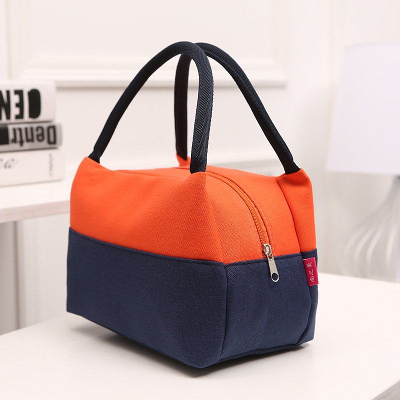 Canvas Casual Portable Lunch Bags Contrast Color Storage Bag