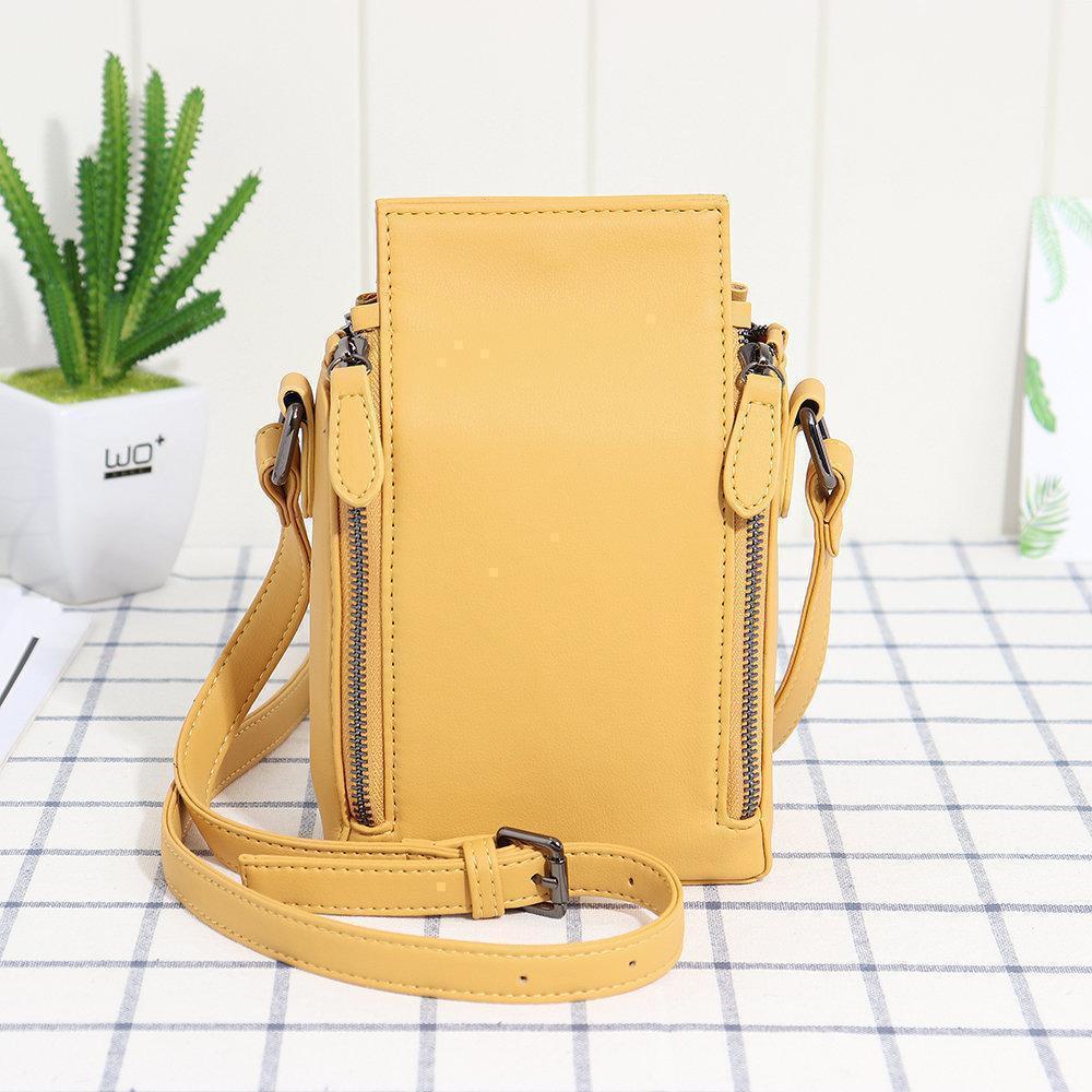 Women Solid Phone Bag 6 Card Holder Crossbody Bag